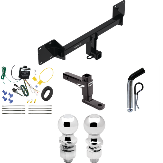 Fits 2021-2022 Mercedes-Benz GLE350 Trailer Hitch Tow PKG w/ 4-Flat Wiring + Adjustable Drop Rise Ball Mount + Pin/Clip + 2" Ball + 2-5/16" Ball By Draw-Tite