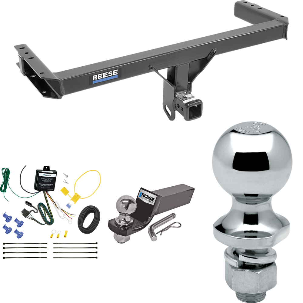 Fits 2013-2017 Audi Q5 Trailer Hitch Tow PKG w/ 4-Flat Wiring + Starter Kit Ball Mount w/ 2" Drop & 2" Ball + 1-7/8" Ball By Reese Towpower