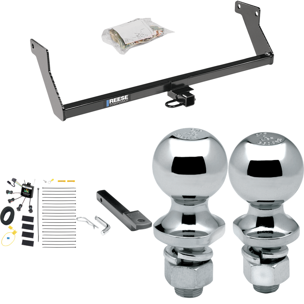 Se adapta al paquete de enganche de remolque Dodge Caliber 2007-2007 con arnés de cableado de 4 contactos planos "sin empalme" + barra de tracción + bola de 1-7/8" + 2" de Reese Towpower