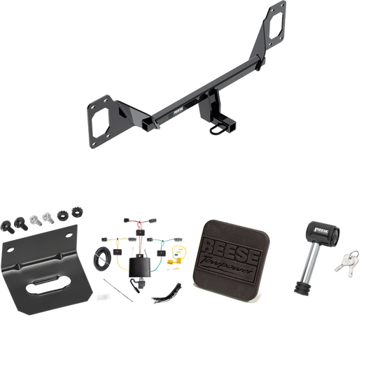 Fits 2022-2023 Honda Civic Trailer Hitch Tow PKG w/ 4-Flat Wiring Harness + Hitch Cover + Hitch Lock (For Sedan, Except Models w/Center Exhaust Models) By Reese Towpower