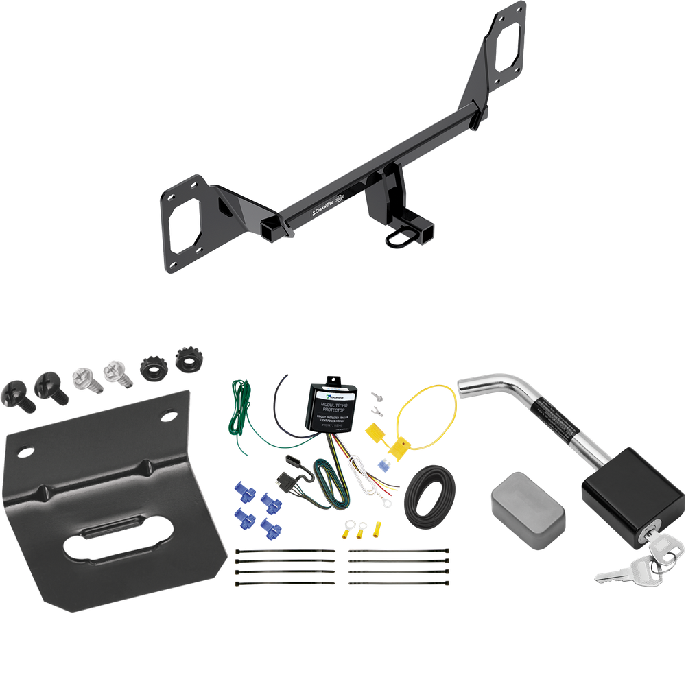 Se adapta al paquete de enganche de remolque Honda Civic 2016-2021 con arnés de cableado plano de 4 + soporte de cableado + bloqueo de enganche (para cupé, excepto modelos con escape central) de Draw-Tite