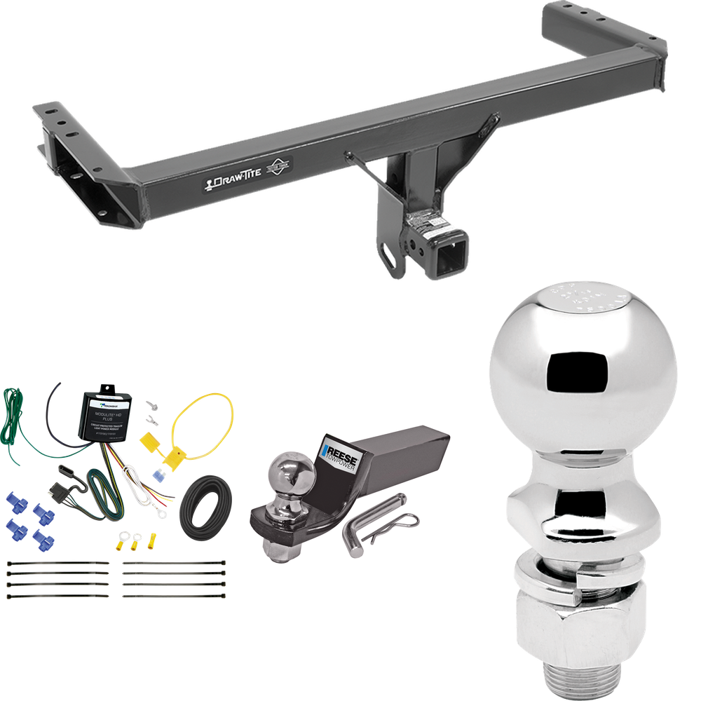 Fits 2011-2012 Audi Q5 Trailer Hitch Tow PKG w/ 4-Flat Wiring + Starter Kit Ball Mount w/ 2" Drop & 2" Ball + 2-5/16" Ball By Draw-Tite