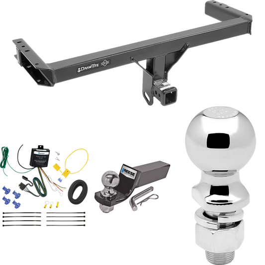 Fits 2011-2012 Audi Q5 Trailer Hitch Tow PKG w/ 4-Flat Wiring + Starter Kit Ball Mount w/ 2" Drop & 2" Ball + 2-5/16" Ball By Draw-Tite