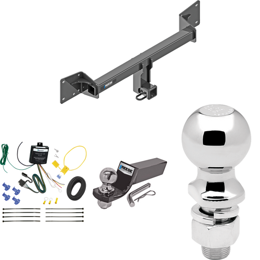 Fits 2018-2022 Audi SQ5 Trailer Hitch Tow PKG w/ 4-Flat Wiring + Starter Kit Ball Mount w/ 2" Drop & 2" Ball + 2-5/16" Ball By Reese Towpower