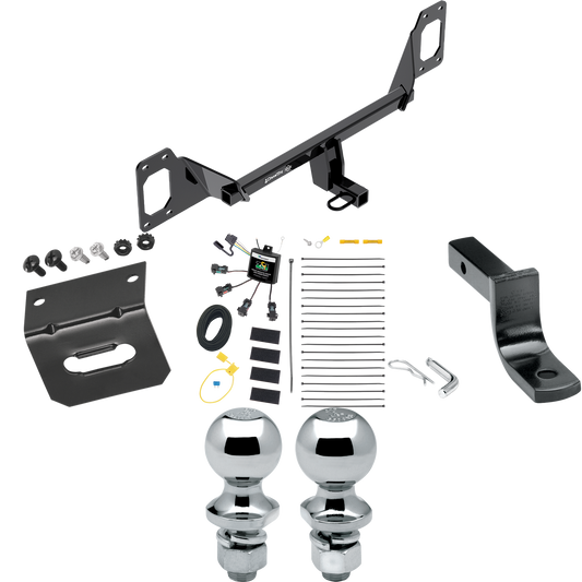 Fits 2016-2021 Honda Civic Trailer Hitch Tow PKG w/ 4-Flat Zero Contact "No Splice" Wiring Harness + Draw-Bar + 1-7/8" + 2" Ball + Wiring Bracket (For Hatchback, Except Models w/Center Exhaust Models) By Draw-Tite