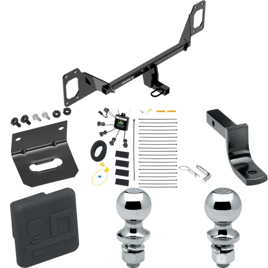 Fits 2016-2021 Honda Civic Trailer Hitch Tow PKG w/ 4-Flat Zero Contact "No Splice" Wiring Harness + Draw-Bar + 1-7/8" + 2" Ball + Wiring Bracket + Hitch Cover (For Coupe, Except Models w/Center Exhaust Models) By Draw-Tite