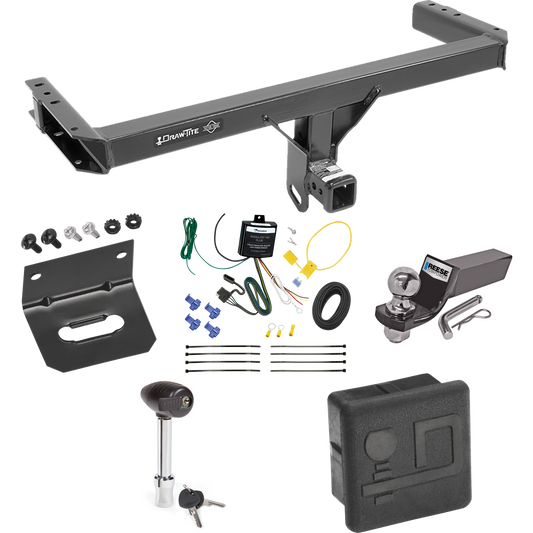 Fits 2011-2012 Audi Q5 Trailer Hitch Tow PKG w/ 4-Flat Wiring + Starter Kit Ball Mount w/ 2" Drop & 2" Ball + Wiring Bracket + Hitch Lock + Hitch Cover By Draw-Tite