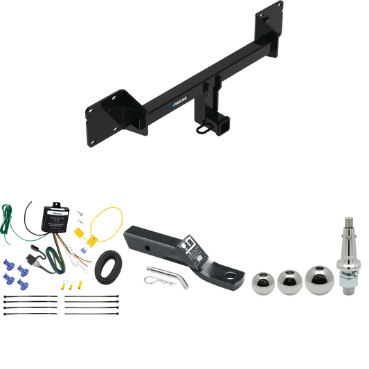 Fits 2021-2022 Mercedes-Benz GLE350 Trailer Hitch Tow PKG w/ 4-Flat Wiring + Ball Mount w/ 2" Drop + Interchangeable Ball 1-7/8" & 2" & 2-5/16" By Reese Towpower