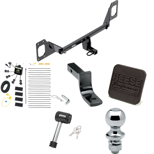 Fits 2016-2021 Honda Civic Trailer Hitch Tow PKG w/ 4-Flat Zero Contact "No Splice" Wiring Harness + Draw-Bar + 1-7/8" Ball + Hitch Cover + Hitch Lock (For Coupe, Except Models w/Center Exhaust Models) By Reese Towpower