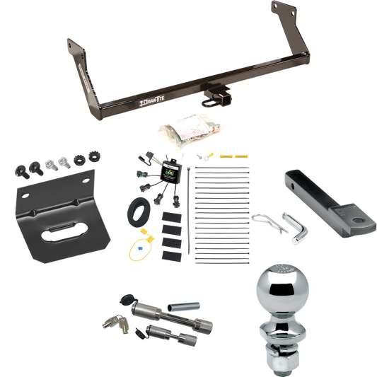 Fits 2007-2007 Dodge Caliber Trailer Hitch Tow PKG w/ 4-Flat Zero Contact "No Splice" Wiring Harness + Draw-Bar + 2" Ball + Wiring Bracket + Dual Hitch & Coupler Locks By Draw-Tite