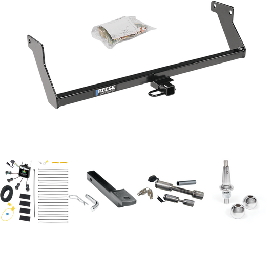 Fits 2007-2007 Dodge Caliber Trailer Hitch Tow PKG w/ 4-Flat Zero Contact "No Splice" Wiring Harness + Draw-Bar + Interchangeable 1-7/8" & 2" Balls + Dual Hitch & Coupler Locks By Reese Towpower