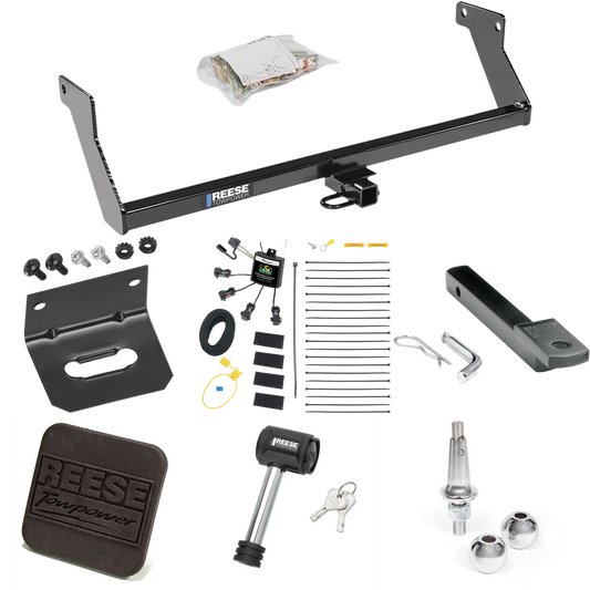 Fits 2007-2007 Dodge Caliber Trailer Hitch Tow PKG w/ 4-Flat Zero Contact "No Splice" Wiring Harness + Draw-Bar + Interchangeable 1-7/8" & 2" Balls + Wiring Bracket + Hitch Cover + Hitch Lock By Reese Towpower