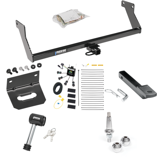 Fits 2007-2007 Dodge Caliber Trailer Hitch Tow PKG w/ 4-Flat Zero Contact "No Splice" Wiring Harness + Draw-Bar + Interchangeable 1-7/8" & 2" Balls + Wiring Bracket + Hitch Lock By Reese Towpower