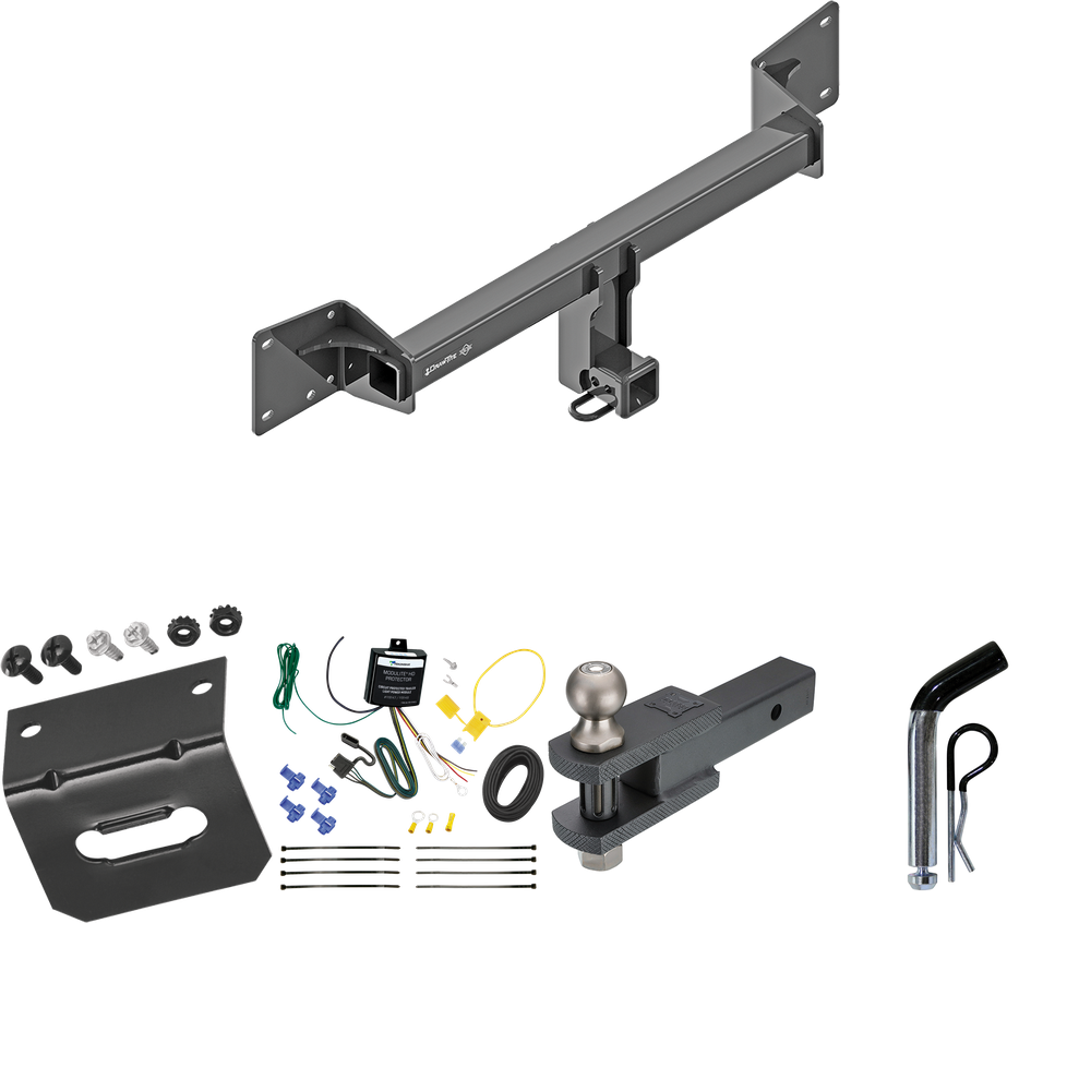 Se adapta al paquete de enganche de remolque Audi Q5 2018-2023 con arnés de cableado plano de 4 + soporte de bola de enganche de horquilla con bola de 2" + pasador/clip + soporte de cableado de Draw-Tite