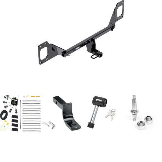 Fits 2016-2021 Honda Civic Trailer Hitch Tow PKG w/ 4-Flat Zero Contact "No Splice" Wiring Harness + Draw-Bar + Interchangeable 1-7/8" & 2" Balls + Hitch Lock (For Coupe, Except Models w/Center Exhaust Models) By Reese Towpower