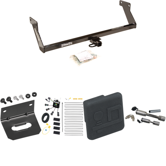 Fits 2007-2007 Dodge Caliber Trailer Hitch Tow PKG w/ 4-Flat Zero Contact "No Splice" Wiring Harness + Hitch Cover + Dual Hitch & Coupler Locks By Draw-Tite