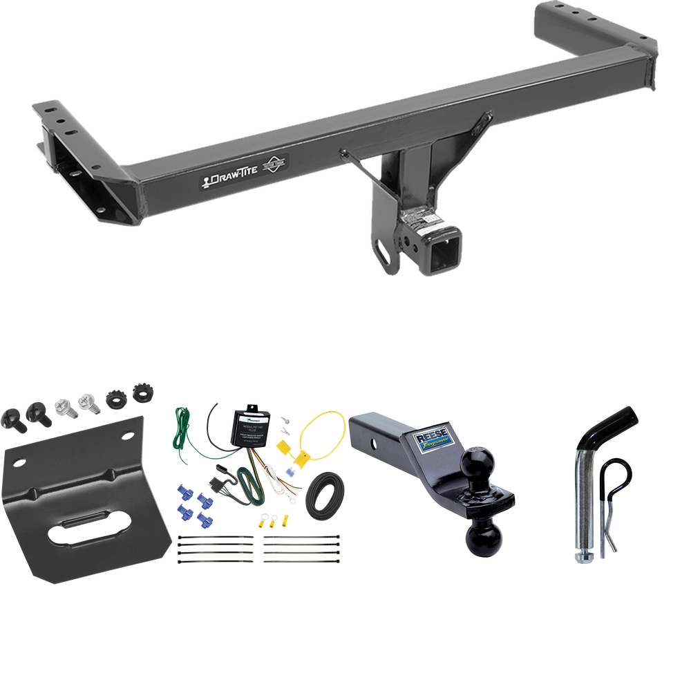 Fits 2015-2023 Porsche Macan Trailer Hitch Tow PKG w/ 4-Flat Wiring Harness + Dual Ball Ball Mount 1-7/8" & 2" Trailer Balls + Pin/Clip + Wiring Bracket (Excludes: S-Models Models) By Draw-Tite