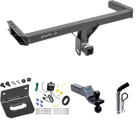 Fits 2015-2023 Porsche Macan Trailer Hitch Tow PKG w/ 4-Flat Wiring Harness + Dual Ball Ball Mount 1-7/8" & 2" Trailer Balls + Pin/Clip + Wiring Bracket (Excludes: S-Models Models) By Draw-Tite