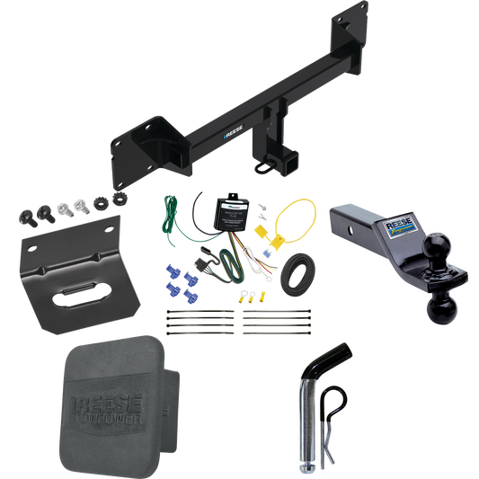 Fits 2021-2022 Mercedes-Benz GLE350 Trailer Hitch Tow PKG w/ 4-Flat Wiring + Dual Ball Ball Mount 1-7/8" & 2" Trailer Balls + Pin/Clip + Wiring Bracket + Hitch Cover By Reese Towpower