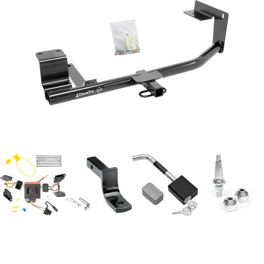 Se adapta al paquete de enganche de remolque Volkswagen Jetta 2015-2018 con arnés de cableado de 4 planos + barra de tracción + bolas intercambiables de 1-7/8" y 2" + bloqueo de enganche (para sedán, excepto modelos híbridos y TDI) de Draw-Tite