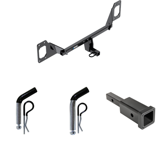 Fits 2016-2023 Honda Civic Trailer Hitch Tow PKG w/ Hitch Adapter 1-1/4" to 2" Receiver + 1/2" Pin & Clip + 5/8" Pin & Clip (For Coupe, Except Models w/Center Exhaust Models) By Reese Towpower