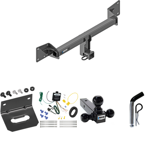 Fits 2018-2018 Audi Q5 Trailer Hitch Tow PKG w/ 4-Flat Wiring Harness + Triple Ball Ball Mount 1-7/8" & 2" & 2-5/16" Trailer Balls + Pin/Clip + Wiring Bracket By Reese Towpower