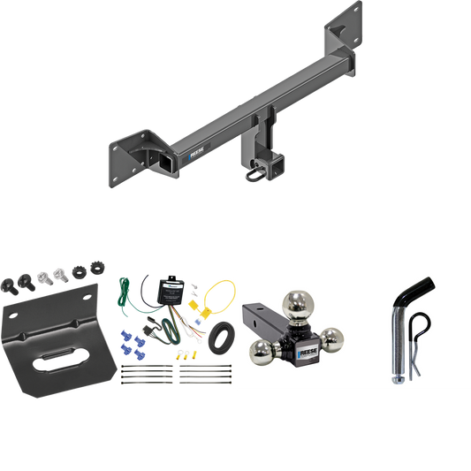 Fits 2018-2022 Audi SQ5 Trailer Hitch Tow PKG w/ 4-Flat Wiring Harness + Triple Ball Ball Mount 1-7/8" & 2" & 2-5/16" Trailer Balls + Pin/Clip + Wiring Bracket By Reese Towpower