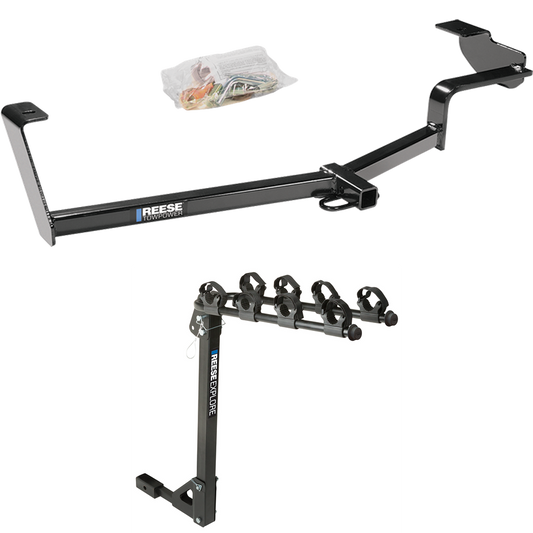 Fits 2006-2011 Honda Civic Trailer Hitch Tow PKG w/ 4 Bike Carrier Rack (For Si, Coupe Models) By Reese Towpower