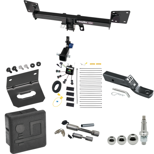 Fits 2018-2022 Audi SQ5 Trailer Hitch Tow PKG w/ 4-Flat Zero Contact "No Splice" Wiring + Ball Mount w/ 2" Drop + Interchangeable Ball 1-7/8" & 2" & 2-5/16" + Wiring Bracket + Dual Hitch & Coupler Locks + Hitch Cover By Draw-Tite