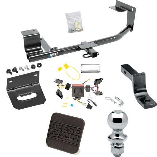 Se adapta al paquete de enganche de remolque Volkswagen Jetta 2015-2018 con arnés de cableado de 4 planos + barra de tracción + bola de 1-7/8" + soporte de cableado + cubierta de enganche (para sedán, excepto modelos híbridos y TDI) de Reese Towpower