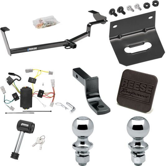 Fits 2006-2015 Honda Civic Trailer Hitch Tow PKG w/ 4-Flat Wiring Harness + Draw-Bar + 1-7/8" + 2" Ball + Wiring Bracket + Hitch Cover + Hitch Lock (For Coupe, Except Si Models) By Reese Towpower