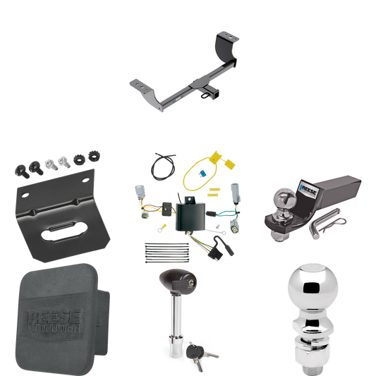 Fits 2005-2008 Dodge Magnum Trailer Hitch Tow PKG w/ 4-Flat Wiring + Starter Kit Ball Mount w/ 2" Drop & 2" Ball + 2-5/16" Ball + Wiring Bracket + Hitch Lock + Hitch Cover By Reese Towpower