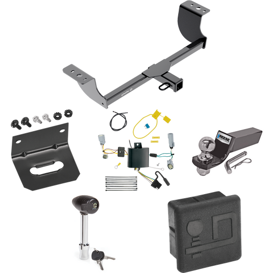 Fits 2015-2022 Dodge Challenger Trailer Hitch Tow PKG w/ 4-Flat Wiring + Starter Kit Ball Mount w/ 2" Drop & 2" Ball + Wiring Bracket + Hitch Lock + Hitch Cover (Excludes: w/Quad Tip Exhaust Models) By Draw-Tite