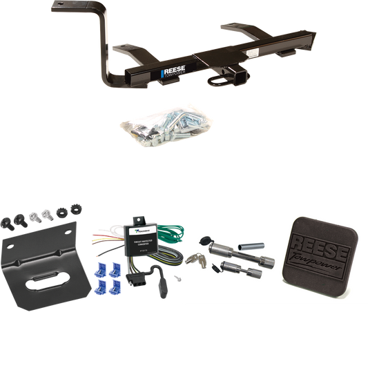 Fits 2007-2009 Volkswagen Jetta City Trailer Hitch Tow PKG w/ 4-Flat Wiring Harness + Hitch Cover + Dual Hitch & Coupler Locks (For Sedan, (Canada Only) Models) By Reese Towpower