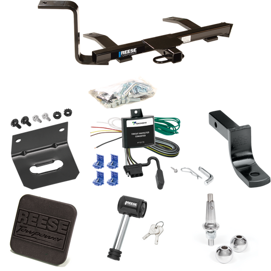 Fits 1999-2005 Volkswagen Jetta Trailer Hitch Tow PKG w/ 4-Flat Wiring Harness + Draw-Bar + Interchangeable 1-7/8" & 2" Balls + Wiring Bracket + Hitch Cover + Hitch Lock (For Sedan, Except Gas Turbo & Wagon Models) By Reese Towpower