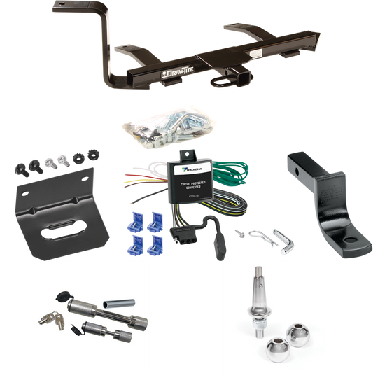 Fits 2007-2009 Volkswagen Jetta City Trailer Hitch Tow PKG w/ 4-Flat Wiring Harness + Draw-Bar + Interchangeable 1-7/8" & 2" Balls + Wiring Bracket + Dual Hitch & Coupler Locks (For Sedan, (Canada Only) Models) By Draw-Tite