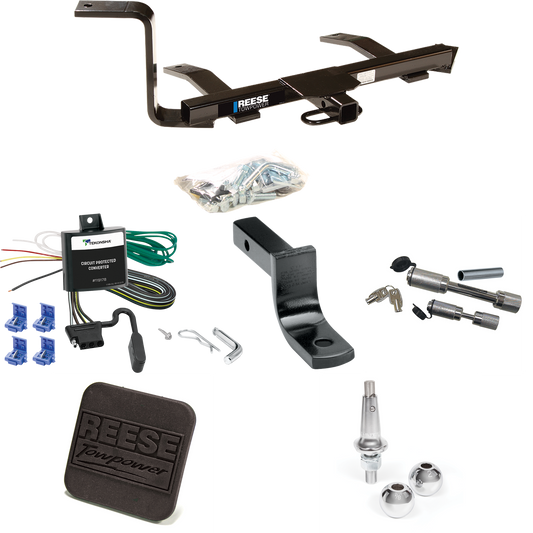 Fits 1999-2005 Volkswagen Jetta Trailer Hitch Tow PKG w/ 4-Flat Wiring Harness + Draw-Bar + Interchangeable 1-7/8" & 2" Balls + Hitch Cover + Dual Hitch & Coupler Locks (For Sedan, Except Gas Turbo & Wagon Models) By Reese Towpower