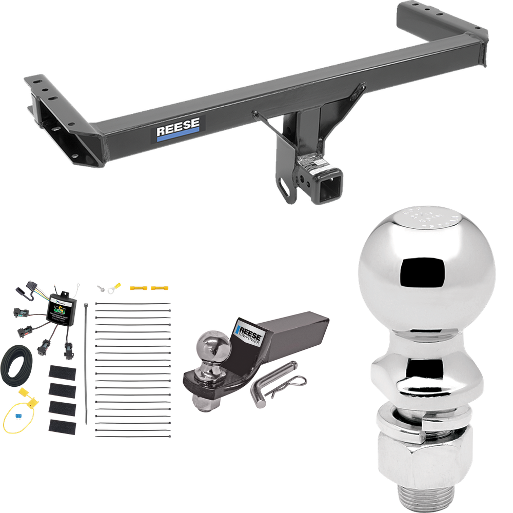 Se adapta al paquete de enganche de remolque Audi Q5 2011-2017 con cableado "sin empalme" de 4 contactos planos cero + kit de montaje de bola inicial con caída de 2" y bola de 2" + bola de 2-5/16" de Reese Towpower