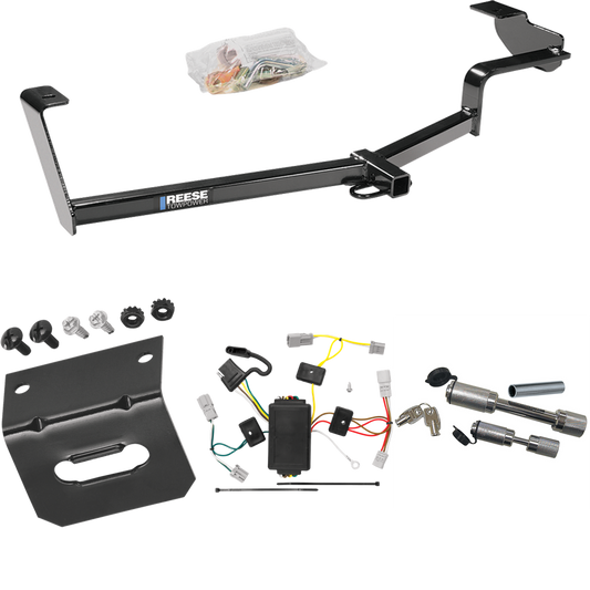 Fits 2006-2015 Honda Civic Trailer Hitch Tow PKG w/ 4-Flat Wiring Harness + Wiring Bracket + Dual Hitch & Coupler Locks (For Coupe, Except Si Models) By Reese Towpower