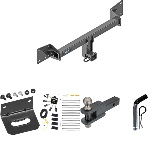 Fits 2018-2022 Audi SQ5 Trailer Hitch Tow PKG w/ 4-Flat Zero Contact "No Splice" Wiring Harness + Clevis Hitch Ball Mount w/ 2" Ball + Pin/Clip + Wiring Bracket By Reese Towpower