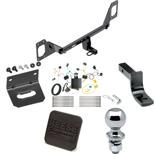 Fits 2016-2021 Honda Civic Trailer Hitch Tow PKG w/ 4-Flat Wiring Harness + Draw-Bar + 2" Ball + Wiring Bracket + Hitch Cover (For Hatchback, Except Models w/Center Exhaust Models) By Reese Towpower