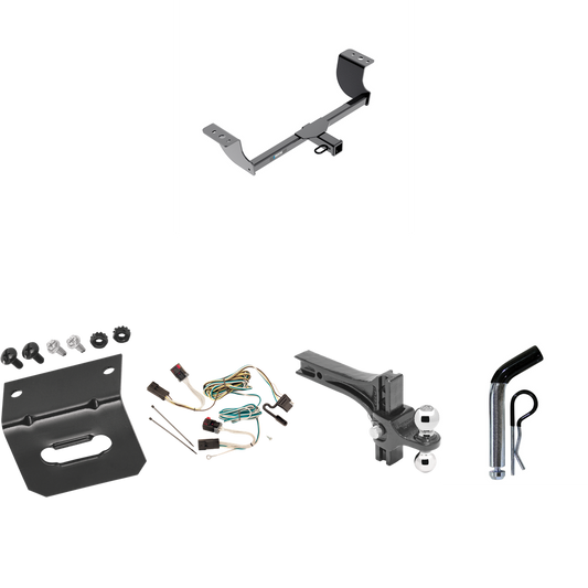 Fits 2008-2014 Dodge Challenger Trailer Hitch Tow PKG w/ 4-Flat Wiring Harness + Dual Adjustable Drop Rise Ball Ball Mount 2" & 2-5/16" Trailer Balls + Pin/Clip + Wiring Bracket (Excludes: w/Quad Tip Exhaust Models) By Reese Towpower