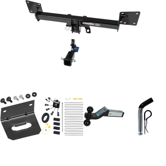 Se adapta al paquete de remolque de enganche de remolque Audi SQ5 2018-2022 con arnés de cableado de 4 contactos planos "sin empalme" + soporte de bola doble bolas de remolque de 2" y 2-5/16" + pasador/clip + soporte de cableado de Draw-Tite