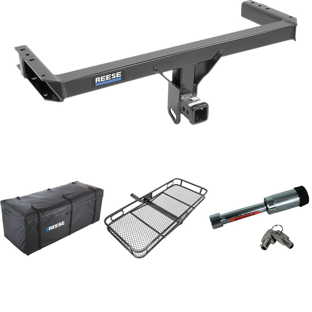 Fits 2011-2017 Audi Q5 Trailer Hitch Tow PKG w/ 60" x 24" Cargo Carrier + Cargo Bag + Hitch Lock By Reese Towpower