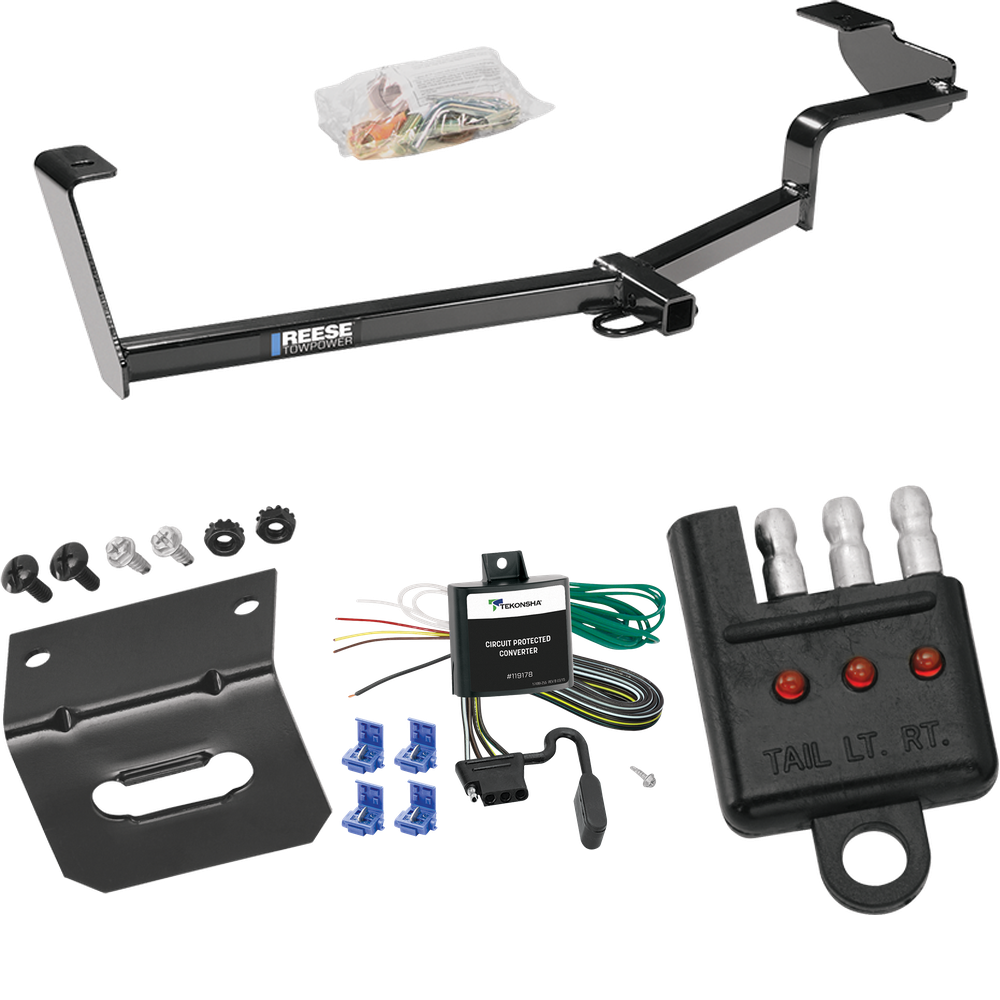 Fits 2006-2011 Honda Civic Trailer Hitch Tow PKG w/ 4-Flat Wiring Harness + Bracket + Tester (For Si, Coupe Models) By Reese Towpower