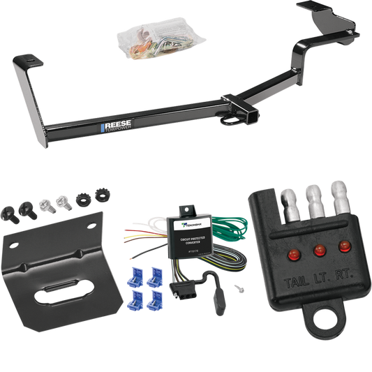 Fits 2006-2011 Honda Civic Trailer Hitch Tow PKG w/ 4-Flat Wiring Harness + Bracket + Tester (For Si, Coupe Models) By Reese Towpower