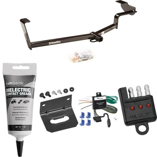 Fits 2006-2011 Honda Civic Trailer Hitch Tow PKG w/ 4-Flat Wiring Harness + Bracket + Tester + Electric Contact Grease (For Hybrid Models) By Draw-Tite