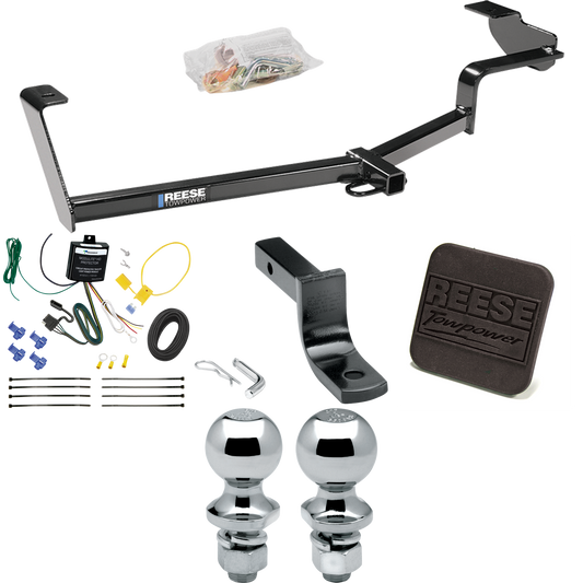 Fits 2012-2015 Honda Civic Trailer Hitch Tow PKG w/ 4-Flat Wiring Harness + Draw-Bar + 1-7/8" + 2" Ball + Hitch Cover (For Hybrid Models) By Reese Towpower