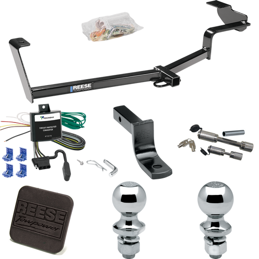 Fits 2006-2011 Honda Civic Trailer Hitch Tow PKG w/ 4-Flat Wiring Harness + Draw-Bar + 1-7/8" + 2" Ball + Hitch Cover + Dual Hitch & Coupler Locks (For Si, Sedan Models) By Reese Towpower