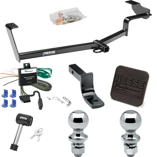 Fits 2006-2011 Honda Civic Trailer Hitch Tow PKG w/ 4-Flat Wiring Harness + Draw-Bar + 1-7/8" + 2" Ball + Hitch Cover + Hitch Lock (For Si, Sedan Models) By Reese Towpower